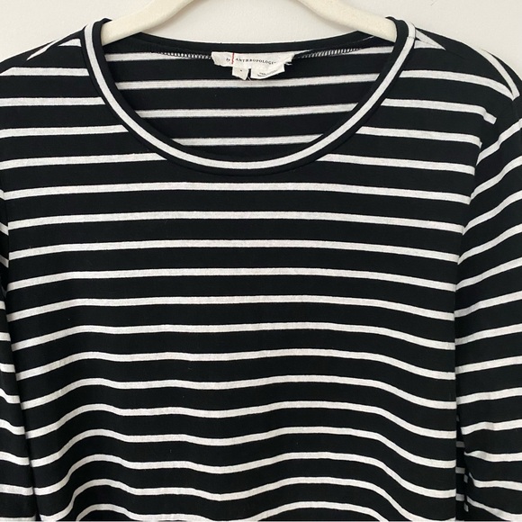 Anthropologie Adele Bell Sleeved Tee Black & White Stripes Small - Picture 5 of 11